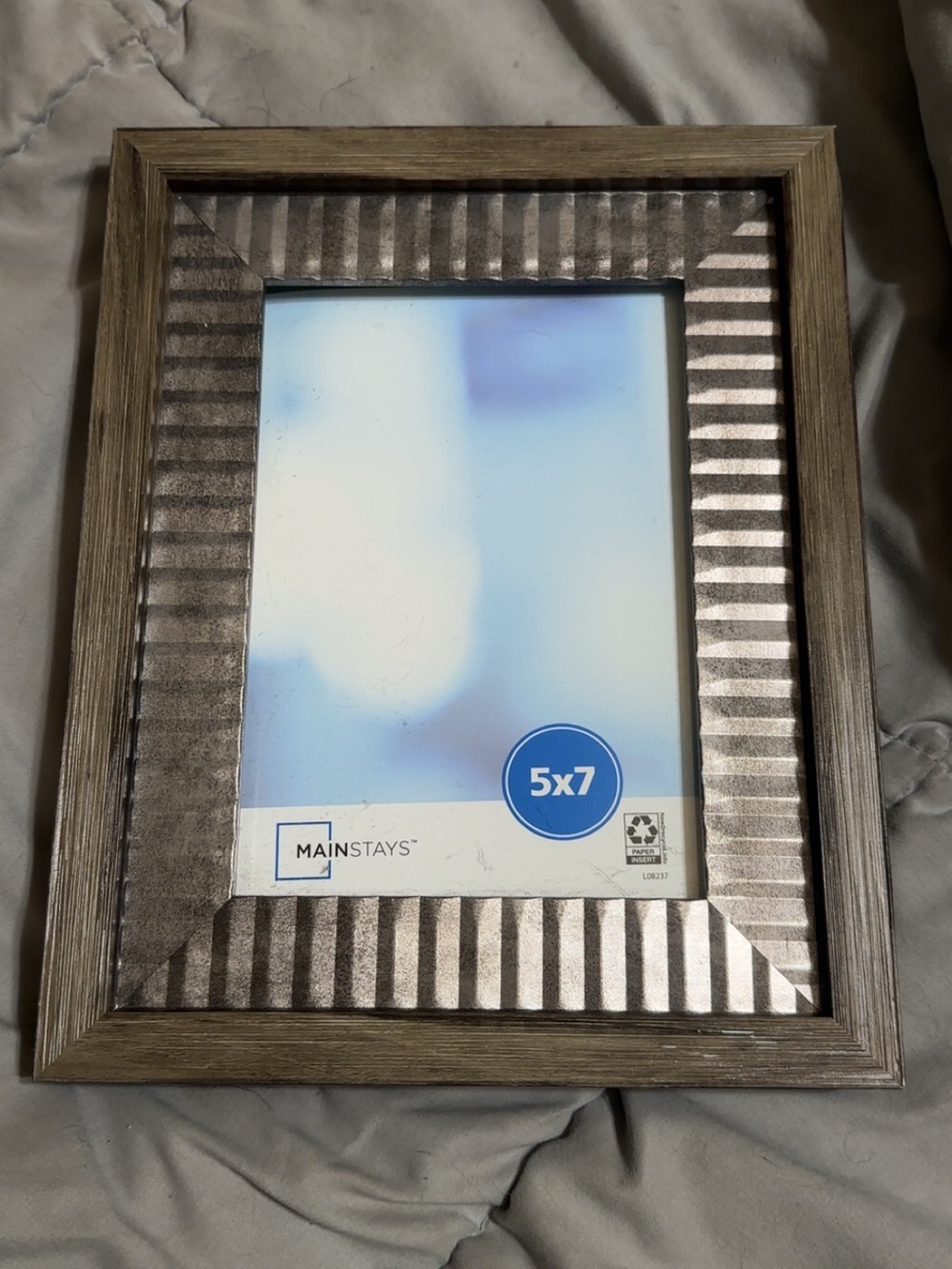 Mainstays Brown Wood-Look Frame with Silver Ribbed Metal Accent